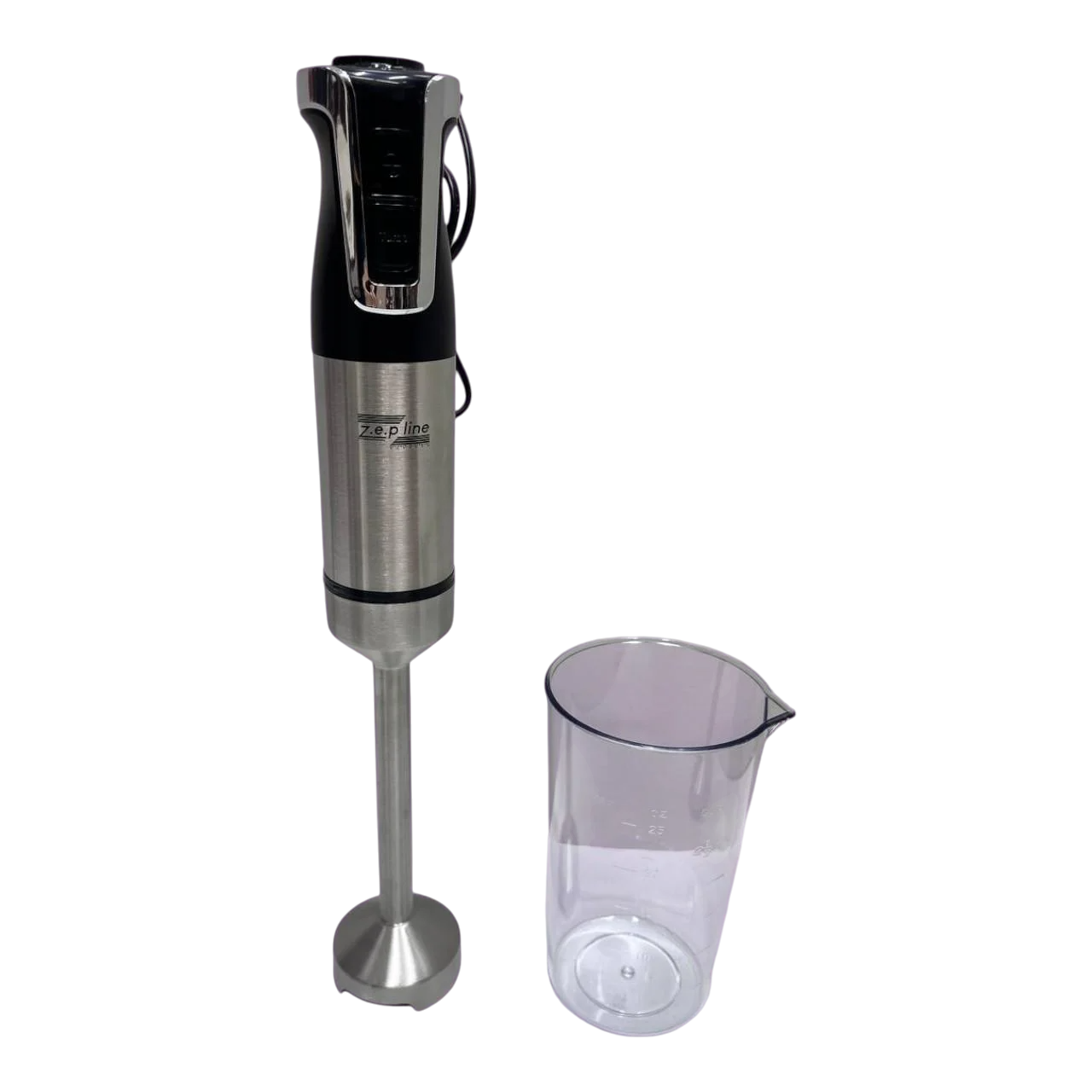 Блендер погружной ZepLine ZP-202 из нержавеющей стали на 10 скоростей с пластиковым мерным стаканом 1500 Вт 0,7 л (е70)