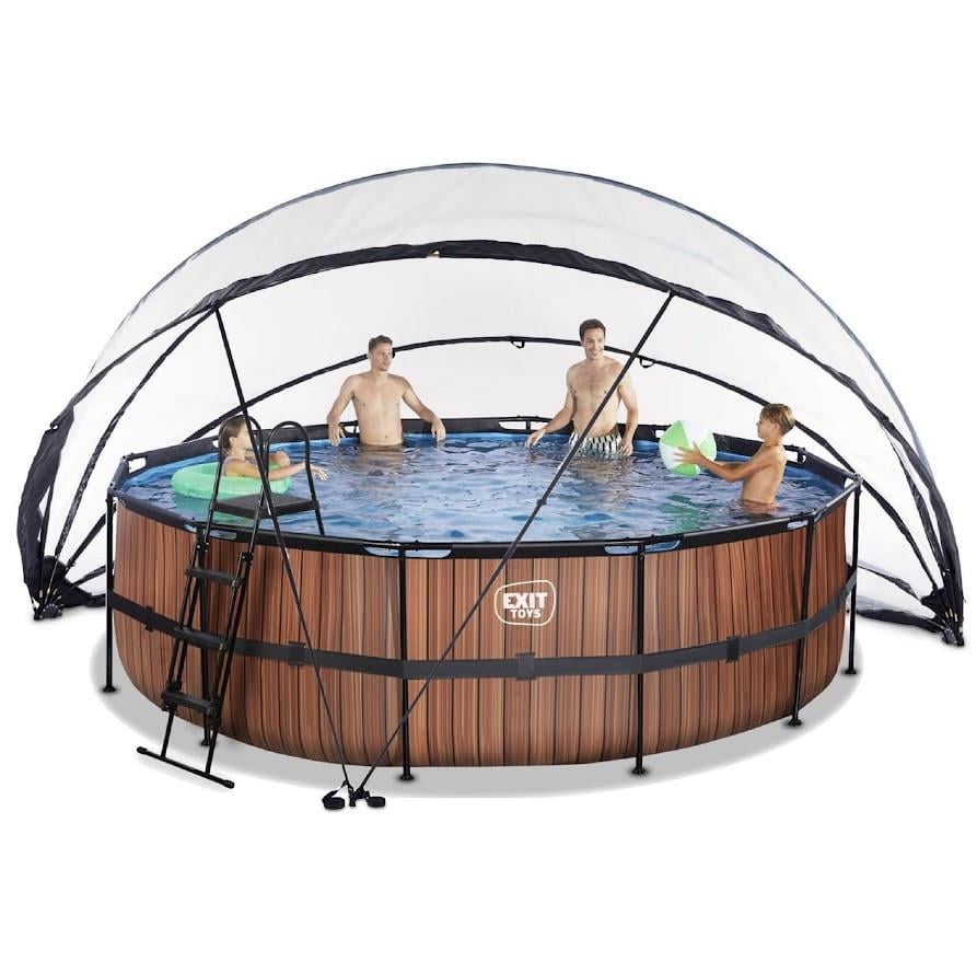 Бассейн каркасный Exit Toys с накрытием и песочным фильтром 450х122 см Дерево (2381574779)