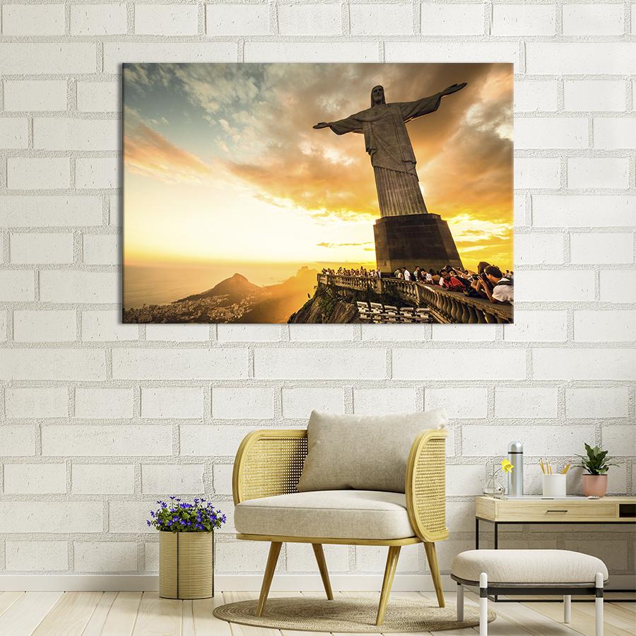 Настінний декор картина на холсті для інтер’єру Статуя Христа-Спасителя 120x80 см (464-1)