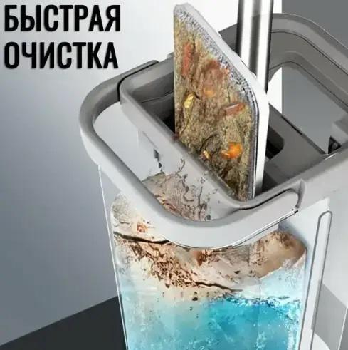 Швабра і відро Scratch Cleaning Mop зі складною ручкою системою віджимання і двома насадками з мікрофібри - фото 12