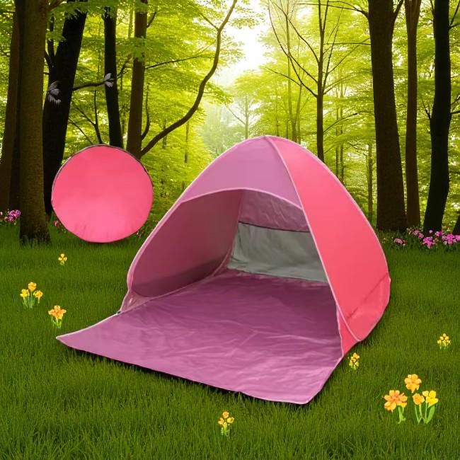 Палатка пляжная с дверью и защитой от ультрафиолета 150х165х110 см Розовый - фото 3 Палатка пляжная с дверью и защитой от ультрафиолета 150х165х110 см Розовый - фото 3