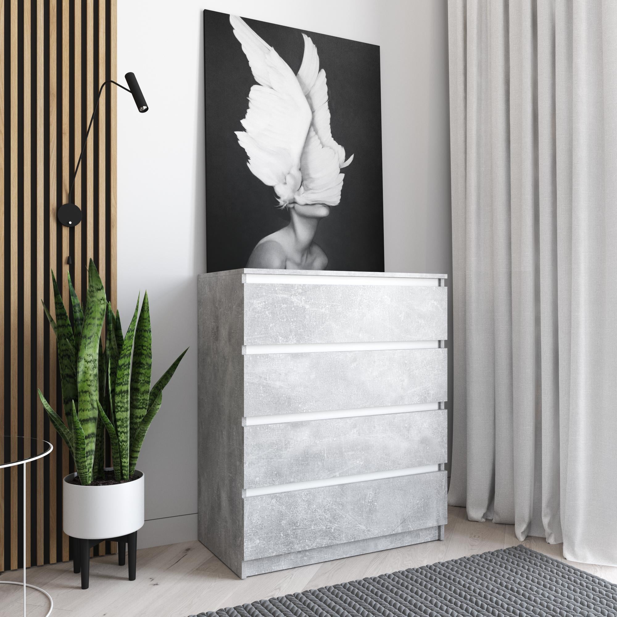 Комод для хранения одежды ДСП четыре ящика 100х80х40 см Бетон/Белый (NT-215)