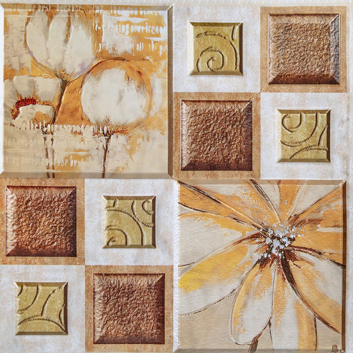 Декоративная плитка ПВХ СПП-608 Масляные краски на самоклейке 300х300х5 мм (SW-00001138)