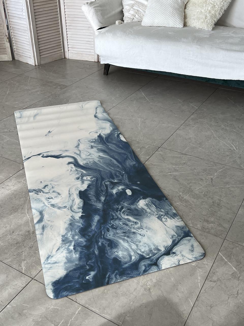Коврик для йоги Lita Marble PU премиальный каучуковый 183х68х0,5 см Синий (13510859)