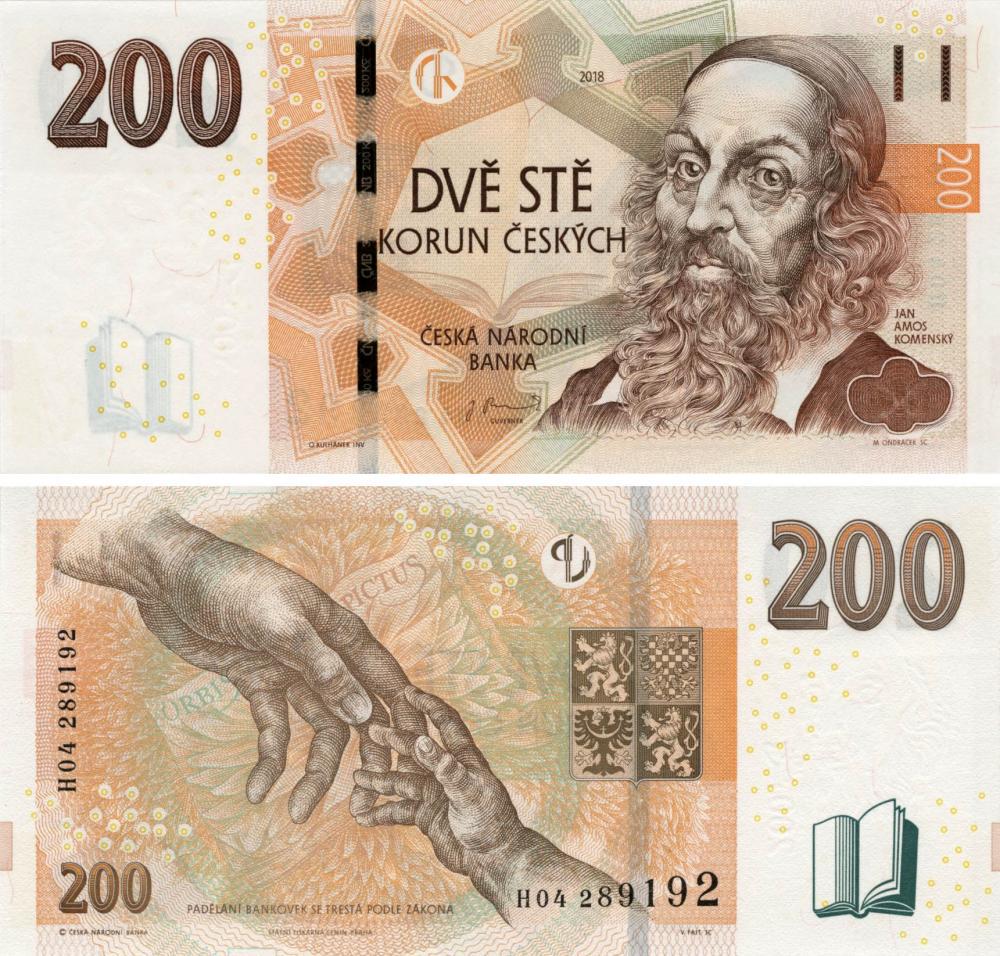 Коллекционная банкнота Чехия 200 крон 2018 UNC P19 (Б10644)