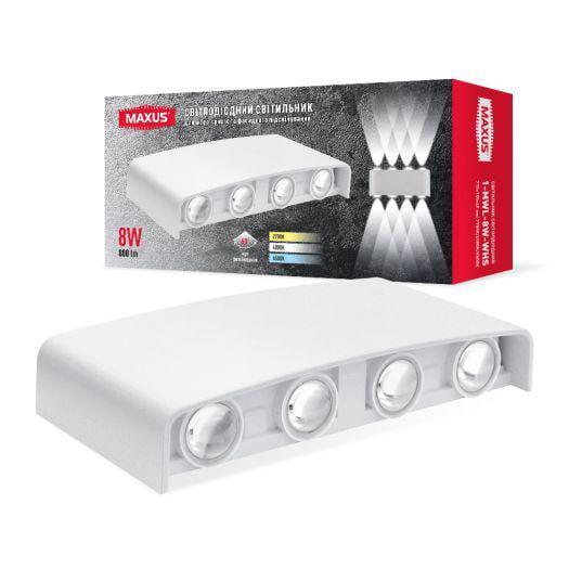 Светильник фасадный светодиодный накладной Maxus MWL 8W 3CCT IP65 WH Square Белый (00000023306)