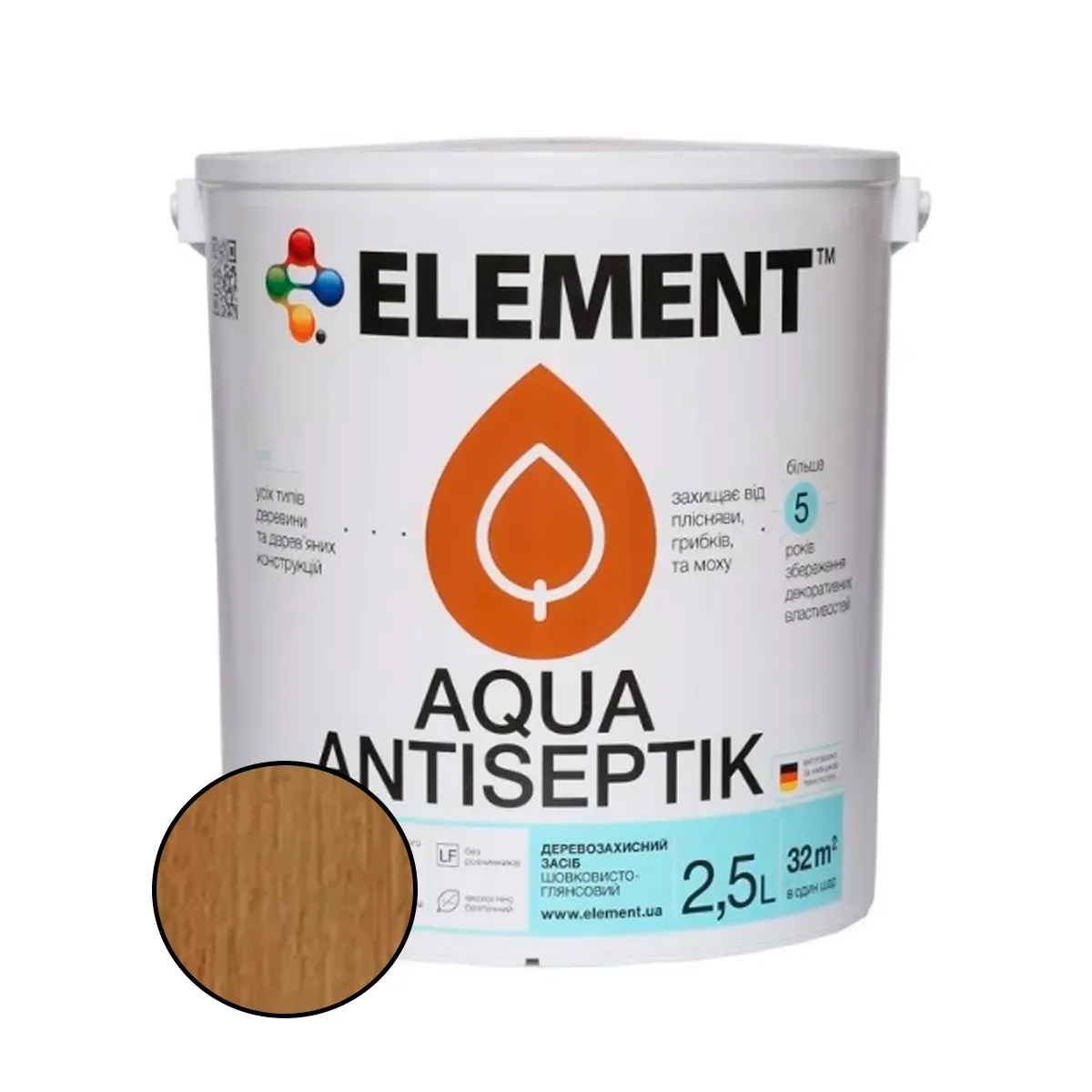 Антисептик для дерева Element Aqua Antiseptik 2,5 л Дуб (2594953450) - фото 1