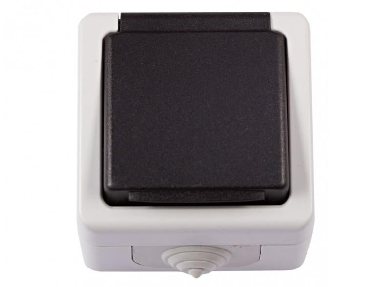 Розетка наружная с заземлением и крышкой Luxel DEBUT