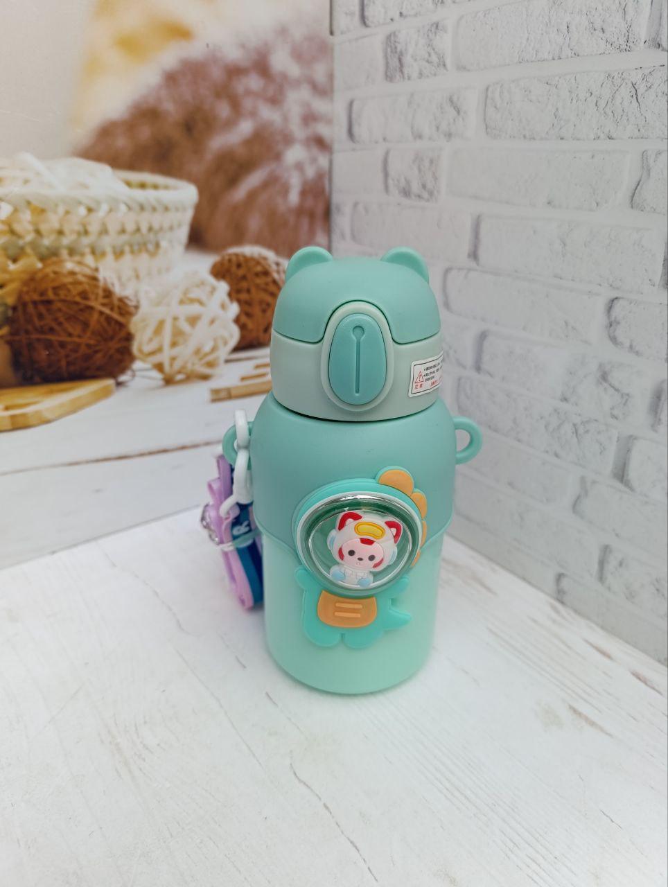 Термос детский Stenson MT-4930-500-3 из нержавеющей стали с трубочкой 500 мл Бирюзовый (MT-4930-500-3)