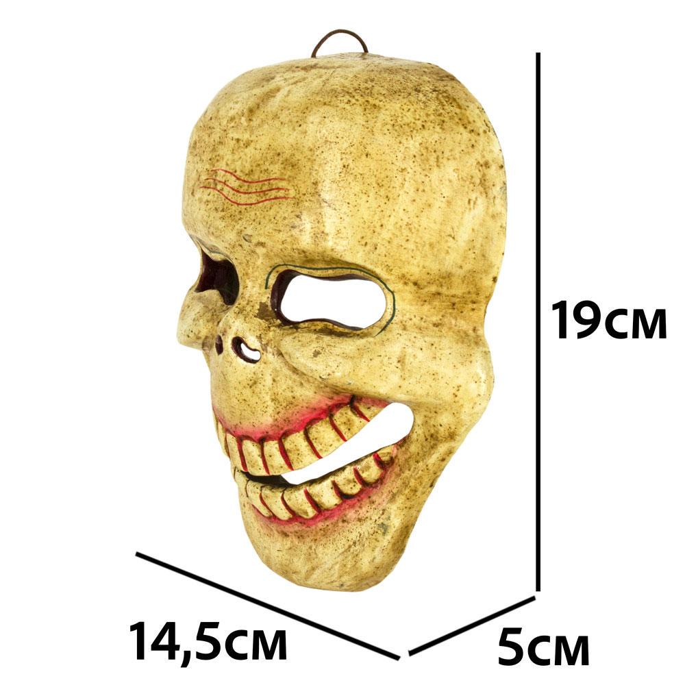 Маска интерьерная настенная Череп цельный массив дерева 19х14,5х5 см Бежевый (25294) - фото 5