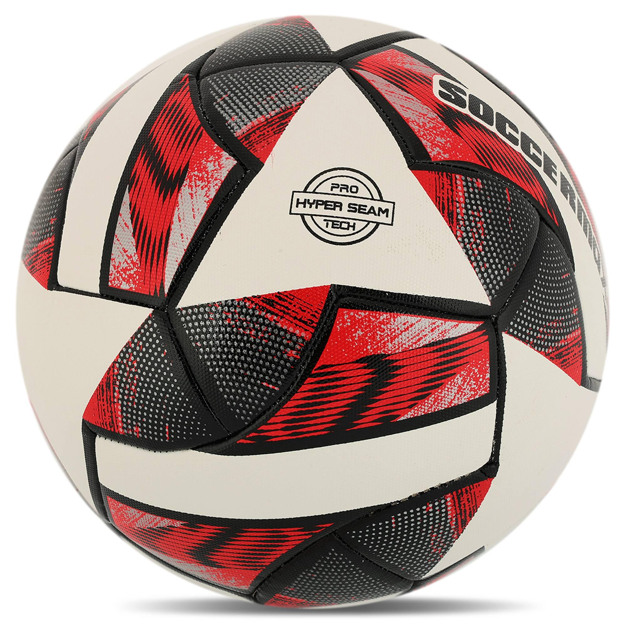 Мяч футбольный ламинированный SOCCERMAX HYBRID FB-4126 гибридная сшивка PU №5 Белый-красный (FB-4126_Белый-красный) - фото 3