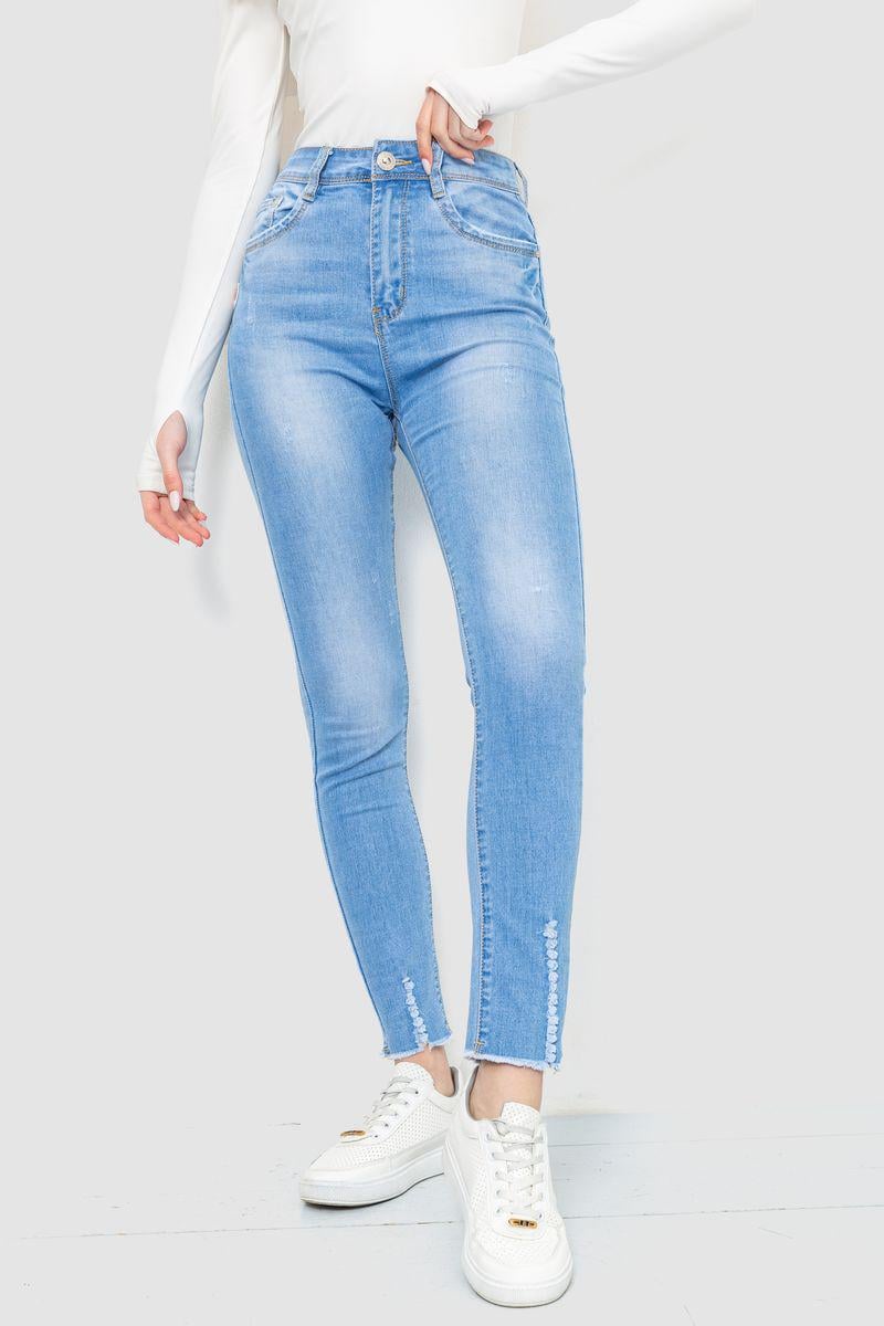 Джинси жіночі з потертостями Ager 214R1530 р. 27 Блакитний (65f2d47da4b9607aef04f33c)