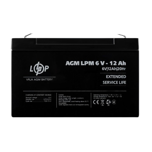 Аккумулятор LPM AGM 6V 12 Ah T2 (30492188)