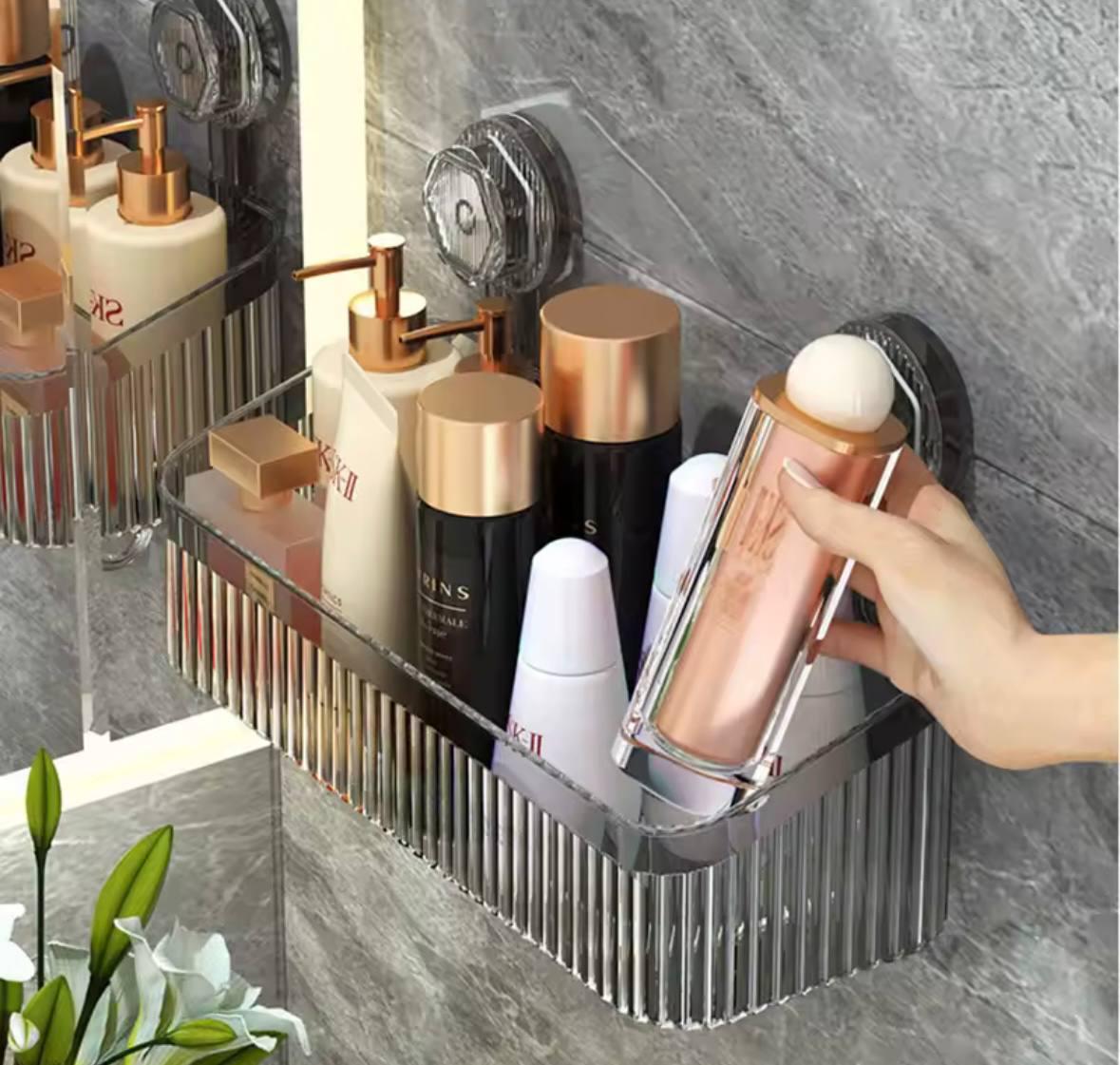 Полка-органайзер для ванной комнаты на присосках пластик (56377aa3) - фото 3