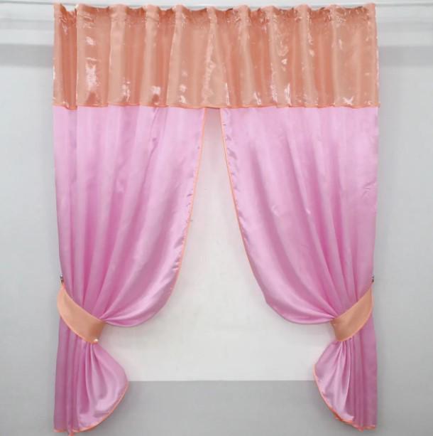 Занавеска на кухню/балкон с ламбрекеном 270х170 см Розовый/Персиковый (073к) Занавеска на кухню/балкон с ламбрекеном 270х170 см Розовый/Персиковый (073к)