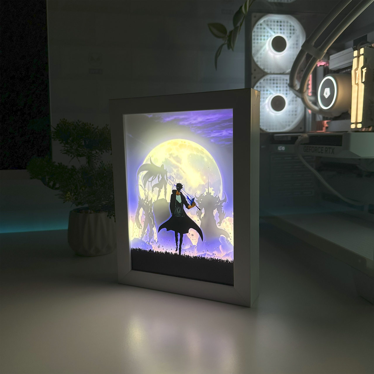 Светильник светодиодный акриловый с 3D-эффектом Соло Левелинг Solo Leveling Белый