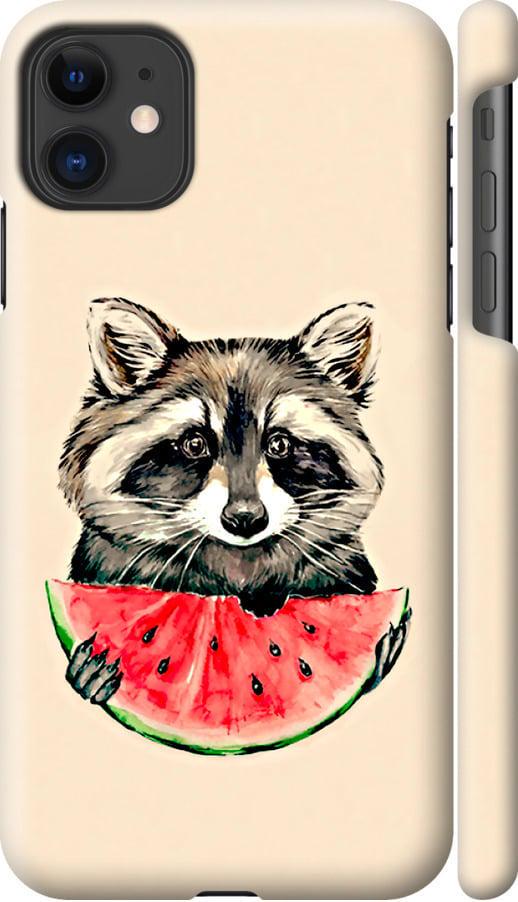 Чехол на iPhone 11 Енотик с арбузом (4605m-1722-42517)