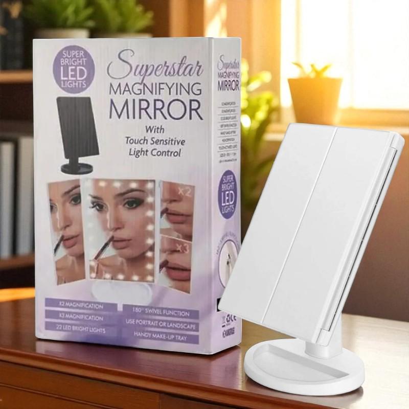 ᐉ Зеркало тройное для макияжа Superstar Magnifying Mirror с LED
