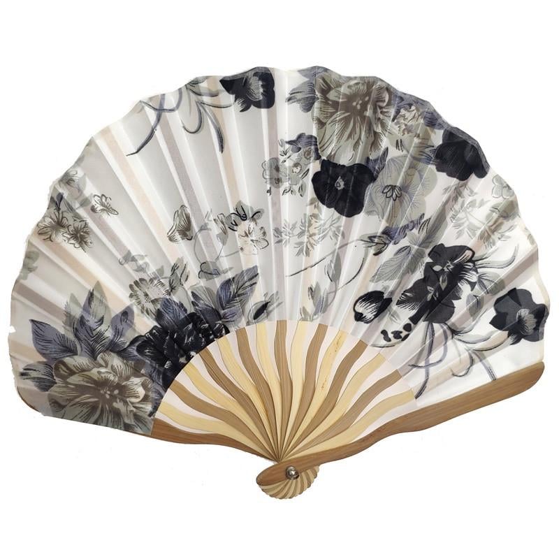 Веер складной с цветочным рисунком Голубой (C2484)