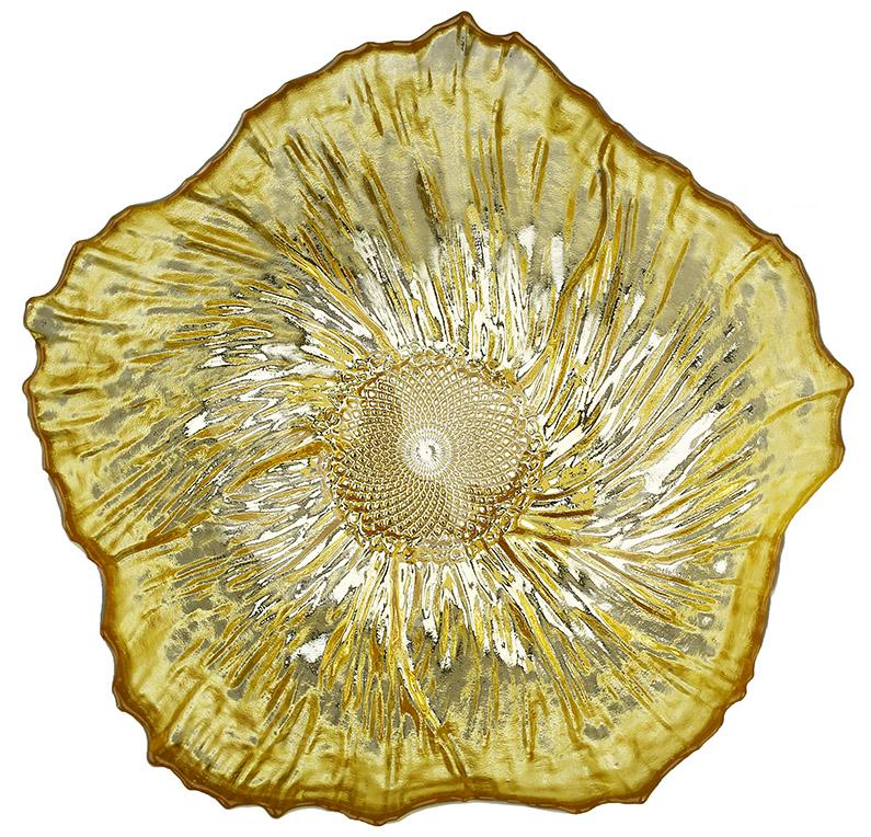 Набор стеклянных салатников Flower 450 мл 6 шт. Золото (992-192)