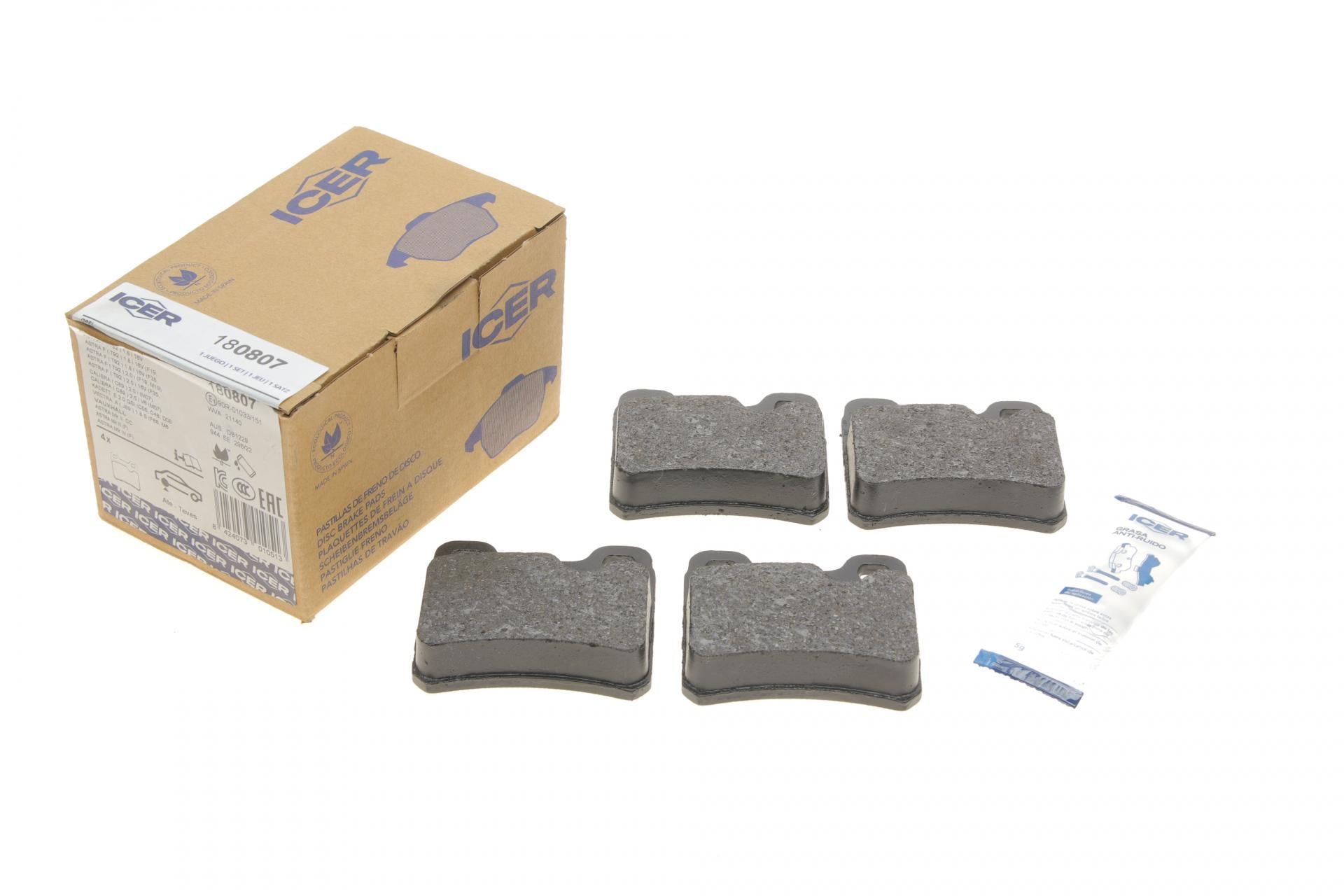 Колодки тормозные задние ICER для Opel Astra F 91-01/Kadett E 86-91/Vectra A 88-95 (180807)