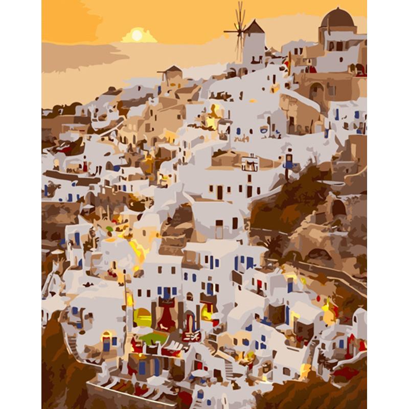 Картина за номерами Strateg Преміум Казковий Санторіні 40x50 см (GS1285)