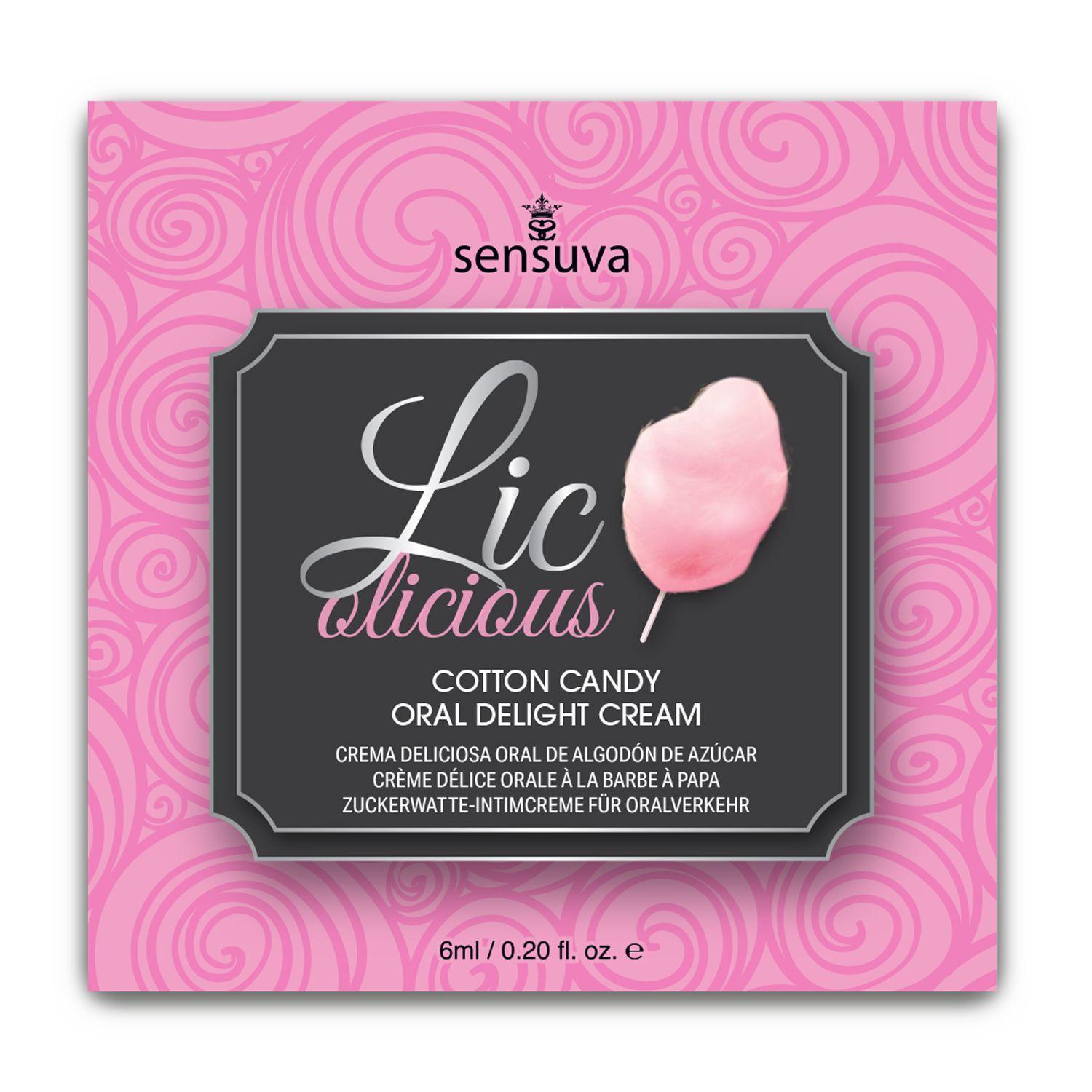 Пробник геля для минета Sensuva Lic-o-licious Cotton Candy маслянистый без сахара 6 мл (SX0661)