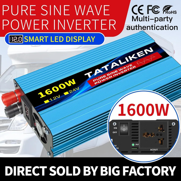 Інвертор Tataliken на 1600W 12V-220V постійна потужність 600W (21677802) - фото 3