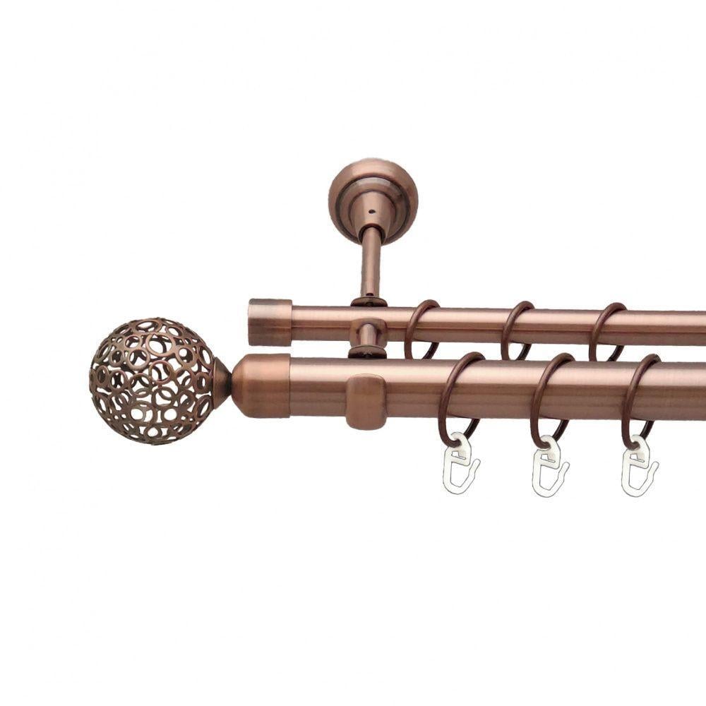 Карниз для штор Orvit Савона двухрядный гладкий 25/16 мм 200 см Античная медь (00-00012547)