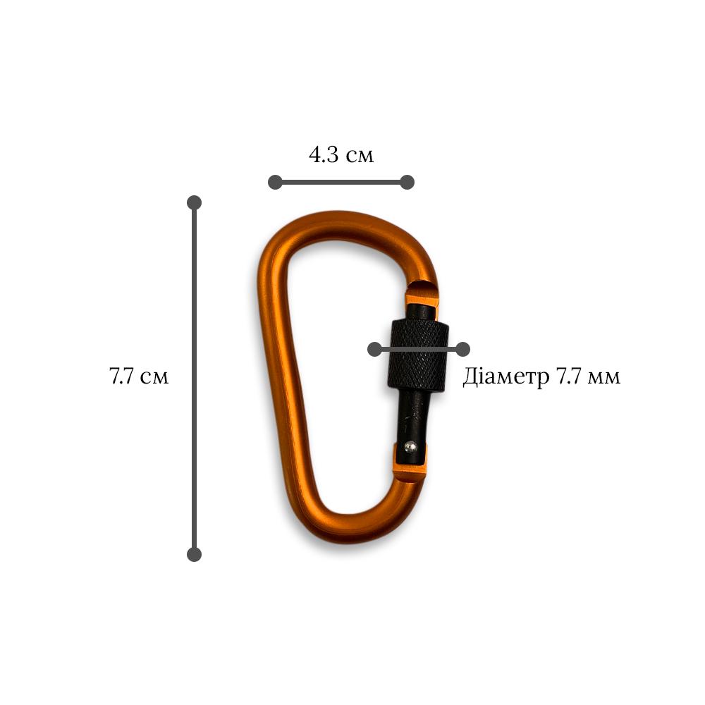 Карабин железный для снаряжения и активного отдыха Оранжево-черный (TTM-06 A_15 №9) - фото 2