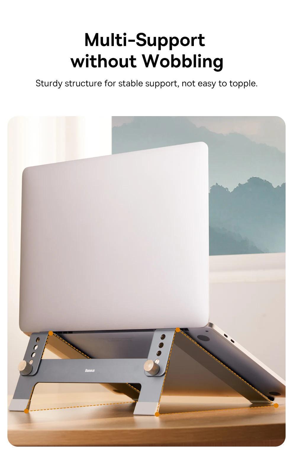 Підставка BASEUS для ноутбуку металева Сірий (B10053100811-00) - фото 2 Підставка BASEUS для ноутбуку металева Сірий (B10053100811-00) - фото 2