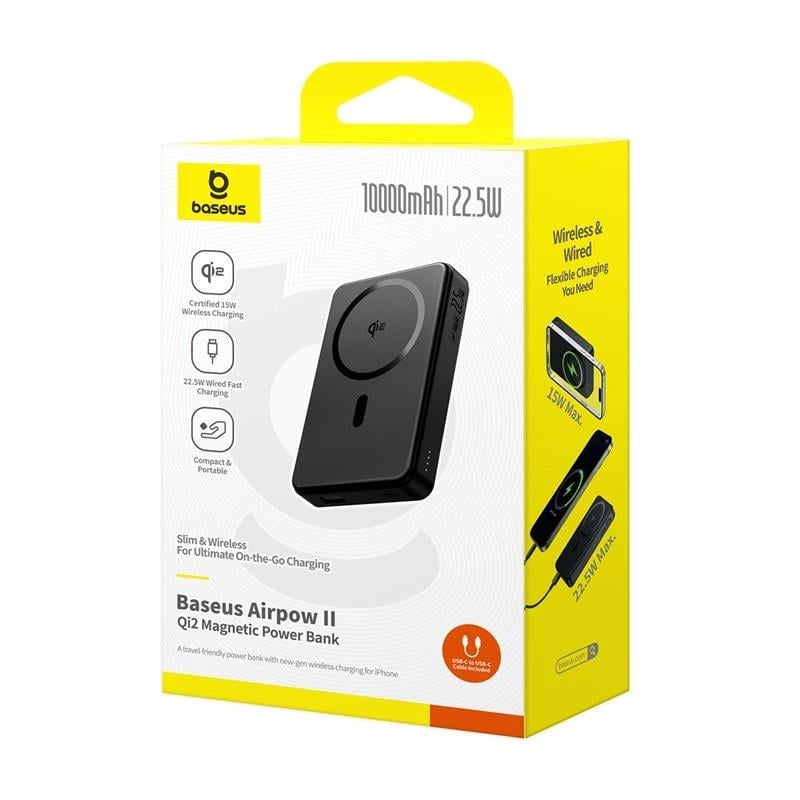 Повербанк BASEUS Airpow 2 Qi2 22,5W 10000 mAh Black - фото 2