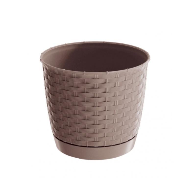 Горщик для квітів Prosperplast Ratolla 14,2 см круглий з підставкою Мокка (70763-7529)