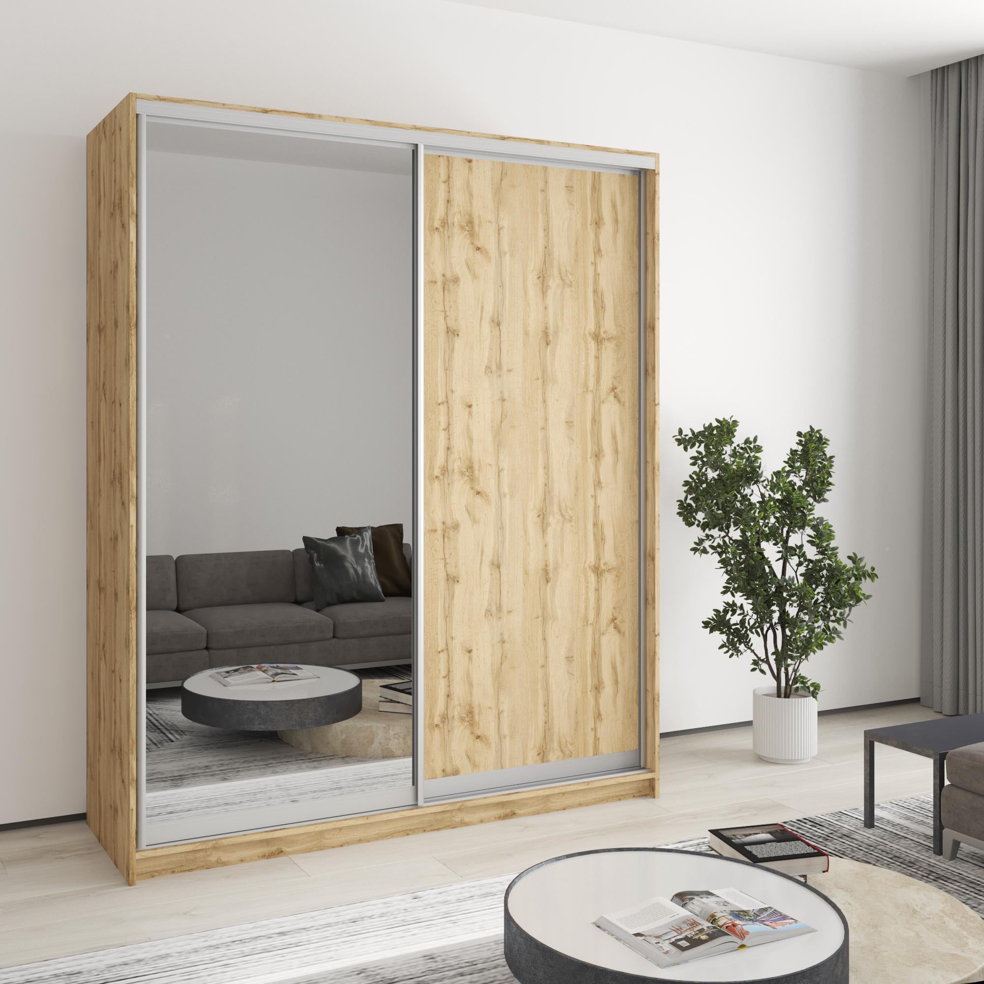 Шкаф-купе двухдверный MebelStar Стандарт AL ДСП/зеркало 170x45x210 см Дуб тахо (MBS-3466) Шкаф-купе двухдверный MebelStar Стандарт AL ДСП/зеркало 170x45x210 см Дуб тахо (MBS-3466)