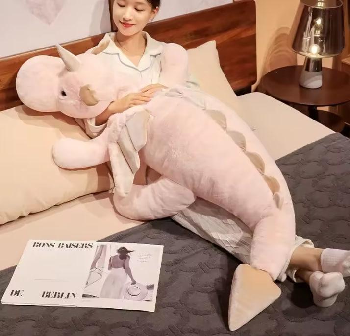 Мягкая игрушка Гигантский дракон с единственным рогом 150 см Розовый/Белый (Drg150P) - фото 2