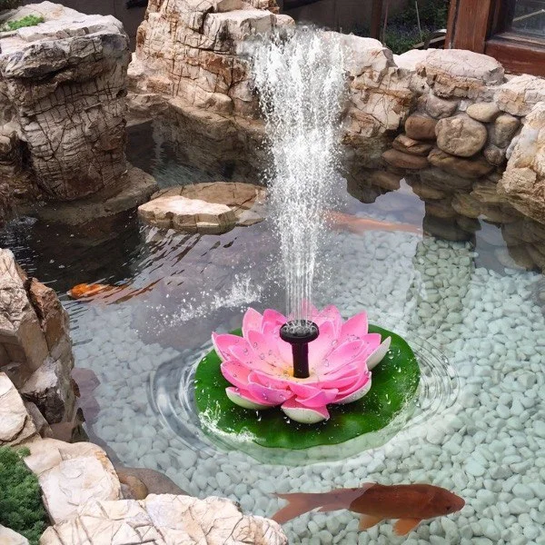 Фонтан садовый на солнечной батарее в форме лотоса Розовый (L00086-1) - фото 2