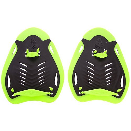 Лопатки для плавання Mad Wave PADDLES ERGO M0747 02 гребні PP TPE силікон L/24,4x19 см Чорний/Зелений (6936116101902)