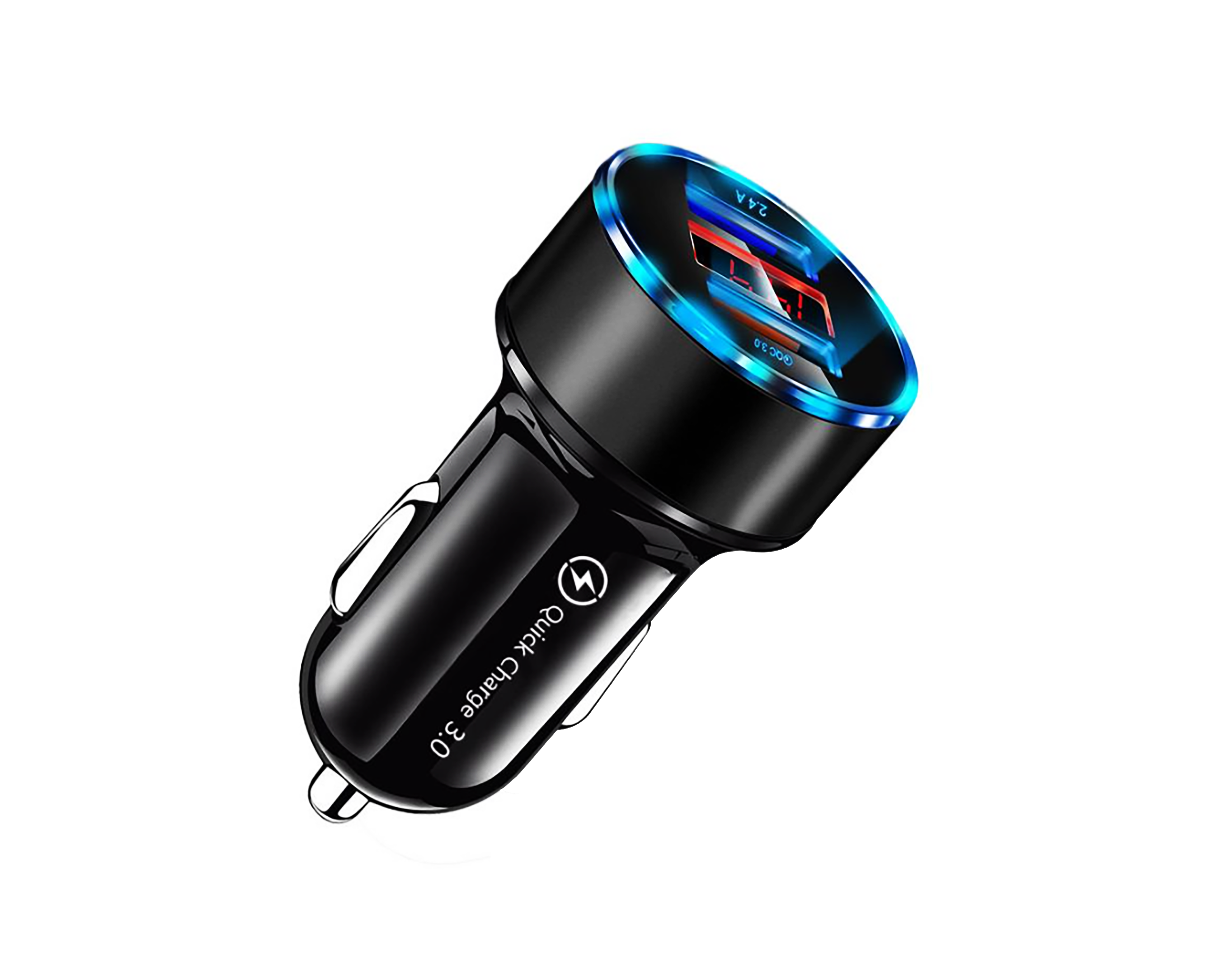 Автомобильное зарядное устройство Alitek с дисплеем USB 2 Port Quick Charge 3,0 + 2,4A Black