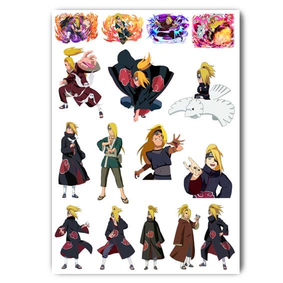 Стикеры аниме Наруто Акацуки А4 лист (stik_186)