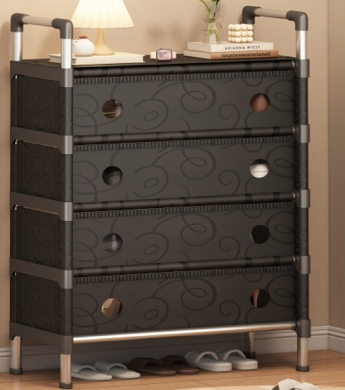 Шкаф для обуви на 4 полки Modern Touch LS7935 из металла и пластика 28х100х63 см Black (784780660)