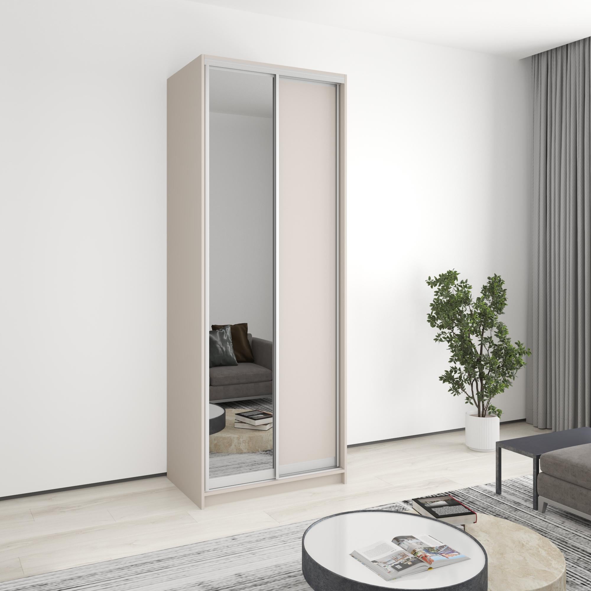 Шкаф-купе двухдверный MebelStar стандарт AL ДСП/зеркало 90x60x240 см Кашемир (MBS-3752) Шкаф-купе двухдверный MebelStar стандарт AL ДСП/зеркало 90x60x240 см Кашемир (MBS-3752)
