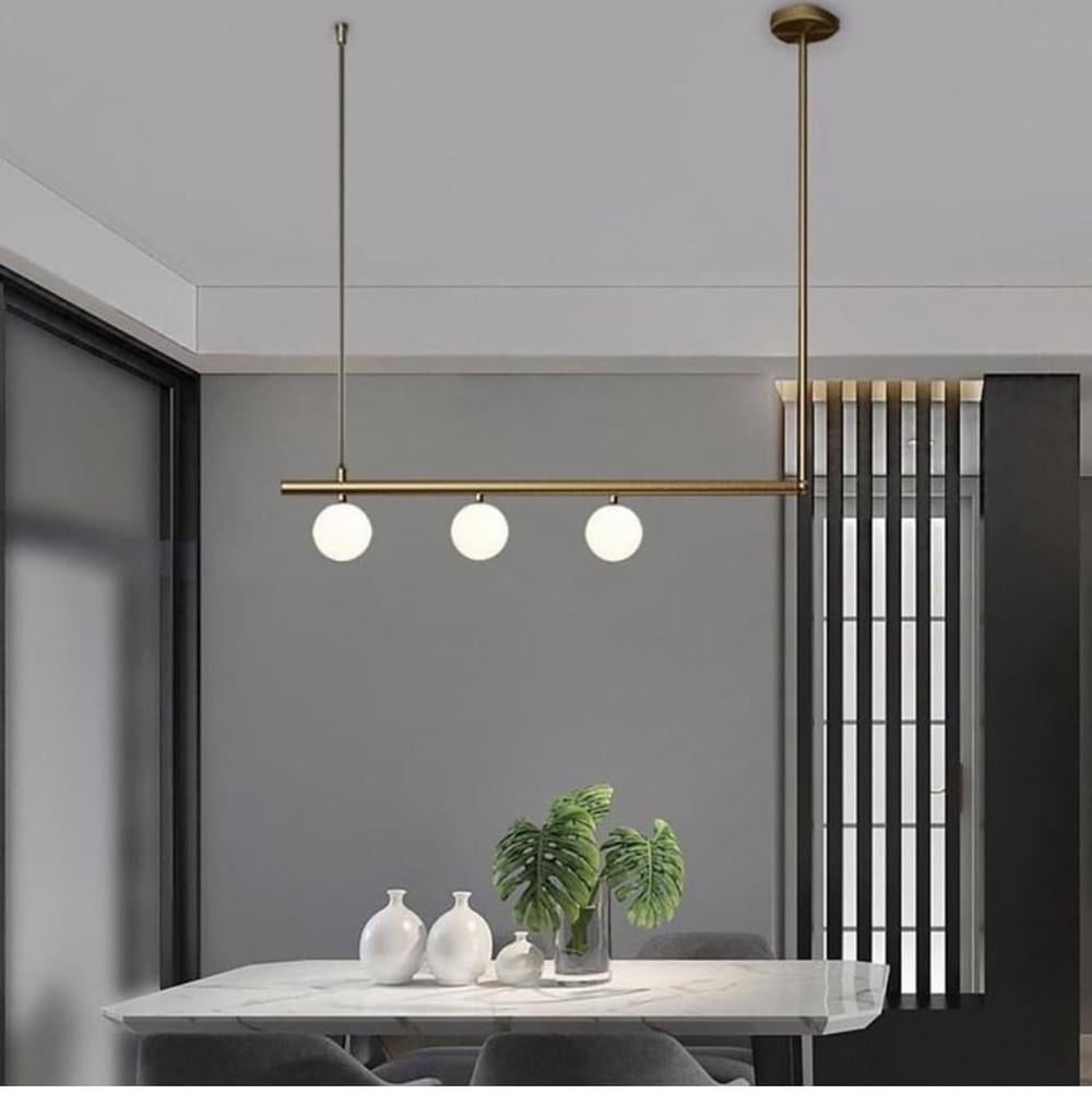 Светильник подвесной в удлиненном корпусе с 3 белыми плафонами Латунь (C167 AB_627)