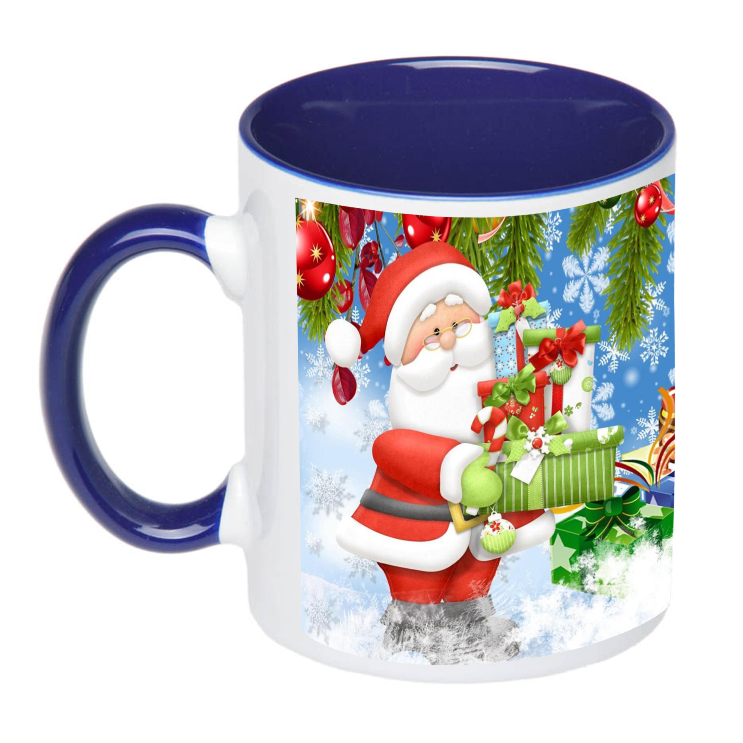 Чашка с принтом "От святого Николая" №6 330 мл Синий (16912)