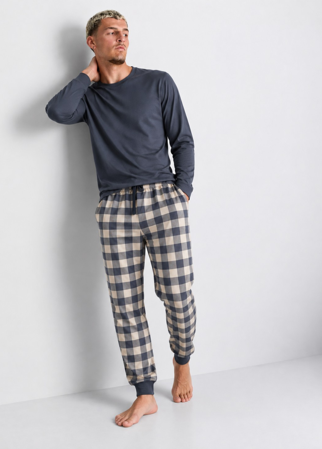 Піжама чоловіча PRIMARK Pyjamas Long sleeve із флісовим напиленням S Сірий (277)