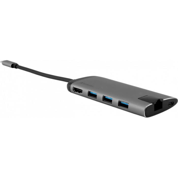 Концентратор USB-хаб Verbatim USB-C to U3.1G1/U3.0/HDMI/SD/mSD/RJ45 (49142) - фото 1