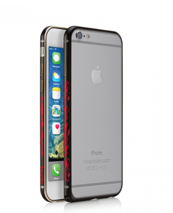Чехол-бампер IBacks AluMinium Cameo Flame Series Bumper for iPhone 6/6S, Black