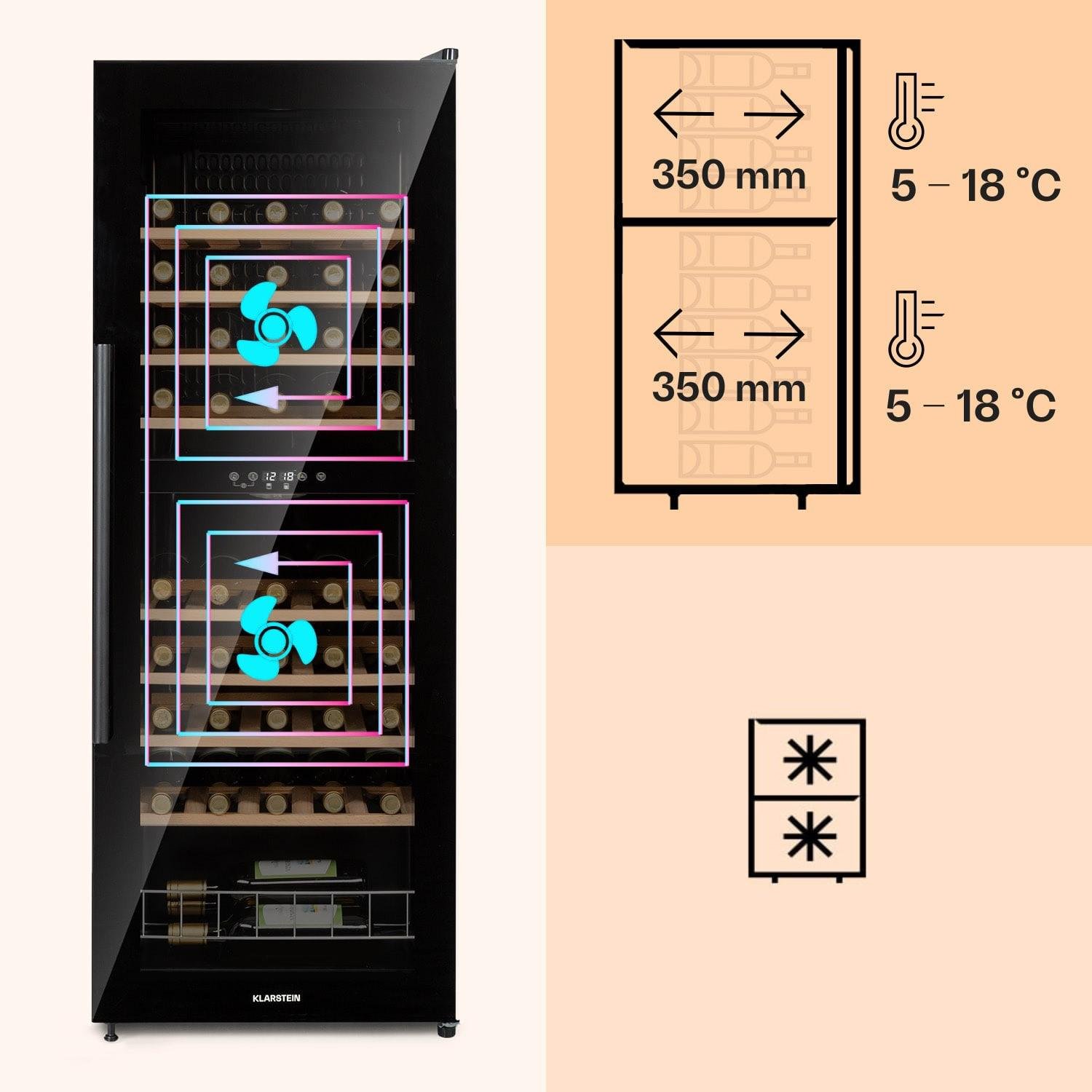 Холодильник для вина Klarstein Barossa 54 Duo 2 охлаждающей зоны - фото 4