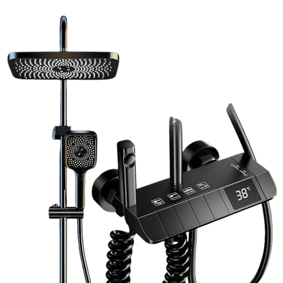 Душевая система для ванной с LED-дисплеем и цифровым термостатом Черный (BH9-8)