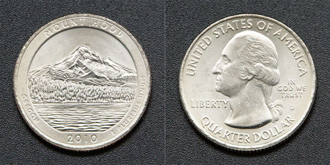 Коллекционная монета США 2010 25 центов Маунт-Худ Орегон D а UNC