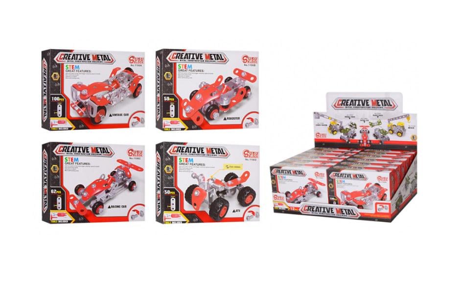 Набір конструкторів Bambi металевих з 4 видів у коробці 12 шт. Червоний (1104-1106) - фото 2 Набір конструкторів Bambi металевих з 4 видів у коробці 12 шт. Червоний (1104-1106) - фото 2